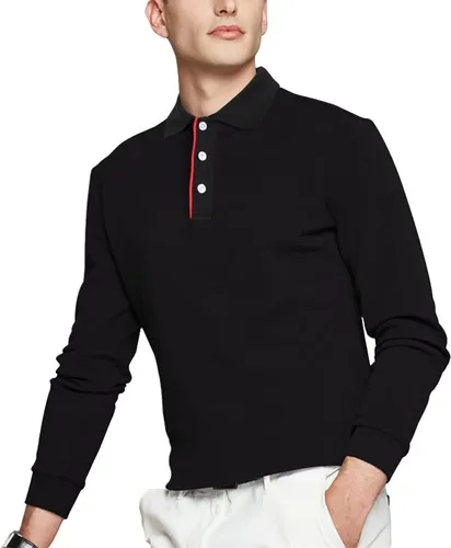 Vista 3 de Camisas polo de algodón para hombre, manga larga, absorben la humedad, camisas de golf con cuello