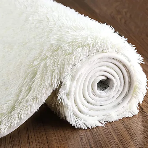 Vista 4 de ZZenSmot Alfombra ovalada y esponjosa, alfombra de noche de felpa suave, color liso, para dormitorio, sala de estar, color rosa, 63 x 24 pulgadas