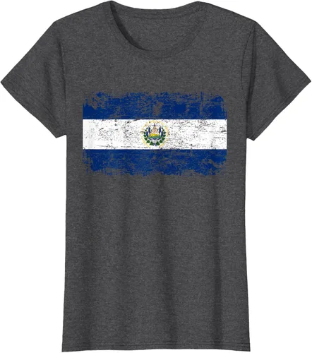 Vista 5 de EL SALVADOR Bandera Vintage Hombres Mujeres Niños Camiseta EL SALVADOR