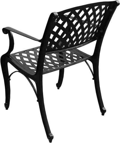 Vista 5 de Oakland Living Silla de comedor de patio negro de aluminio fundido de malla al aire libre moderna