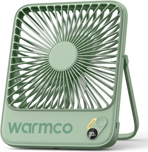 Vista 9 de Warmco - Ventilador de viaje portátil de 10000 mAh de 7 pulgadas, hasta 24 horas de funcionamiento, ultra delgado, silencioso y recargable