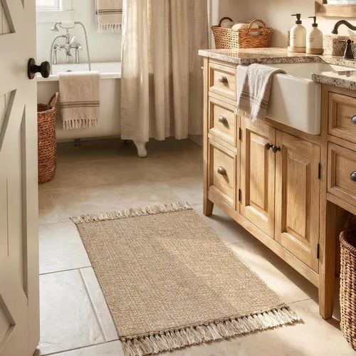 Vista 38 de Collive Alfombra de Baño Negra, 2' x 3' Tejida a Mano Lavable Alfombras Pequeñas de Cocina, Alfombra de Entrada Reversible de Algodón Alfombra