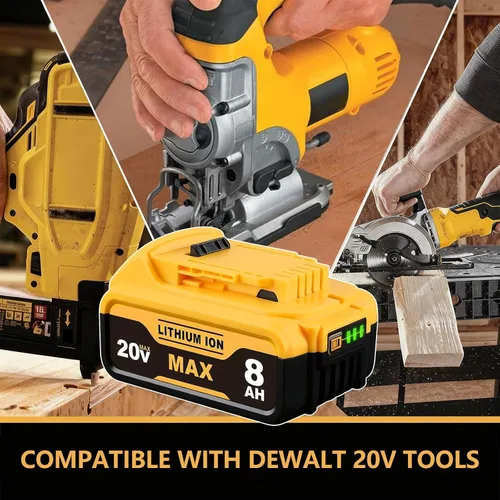 Vista 11 de 8.0Ah Compatible con la batería DeWalt 20V Max DCB200 DCB201 DCB180 DCB203 DCB204 DCB206 para herramientas eléctricas sin cable con indicador LED