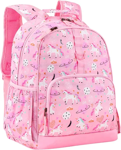 Vista 6 de Choco Mocha - Mochila escolar para niñas, 15 a 17pulgadas con monedero a juego, Unicornio rosa), CM034-1