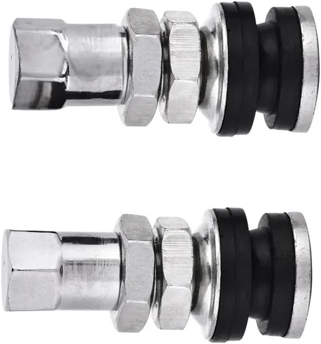 Vista 2 de 10Pack Metal Valve Stems TR161 Car Truck Bolt in Tire Tyre Valve Short Stems with Dust Cap Black for ATV Car Go-Kart Boat Trailer Motorcycle