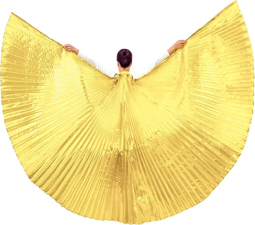 Vista 19 de Wuchieal Disfraz de danza del vientre de 2 palos y coak de ángel para mujer 0#amarillo-rojo-azul