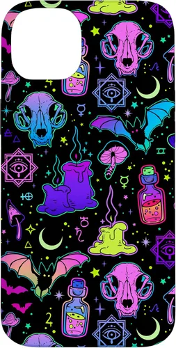 Vista 15 de Funda de brujería mágica para iPhone 16 con diseño gótico pastel de Halloween