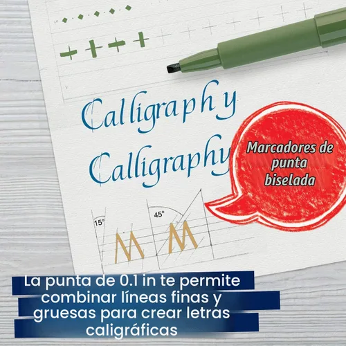 Vista 4 de Faber-Castell Calligraphy Pitt Artist Pen Set - Juego de bolígrafos de caligrafía multicolor (6 unidades)