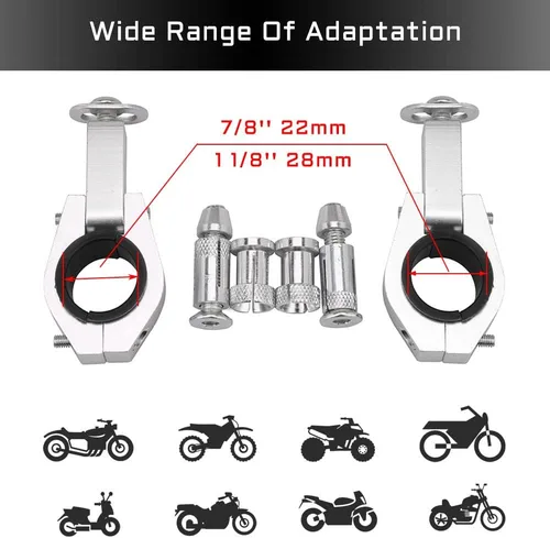 Vista 4 de Paramanos universales de aluminio para motocicleta, 7/8 pulgadas, 0.866 in y 1 1/8 pulgadas, 1.102 in, para todoterreno, ATV y motocross, color negro
