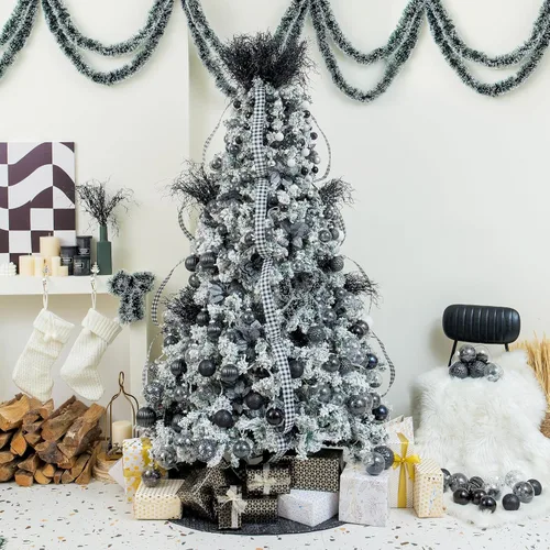 Vista 7 de XmasExp Juego de 24 mini esferas de Navidad inastillables para bolas de árbol de Navidad, 1.18 pulgadas (negro)