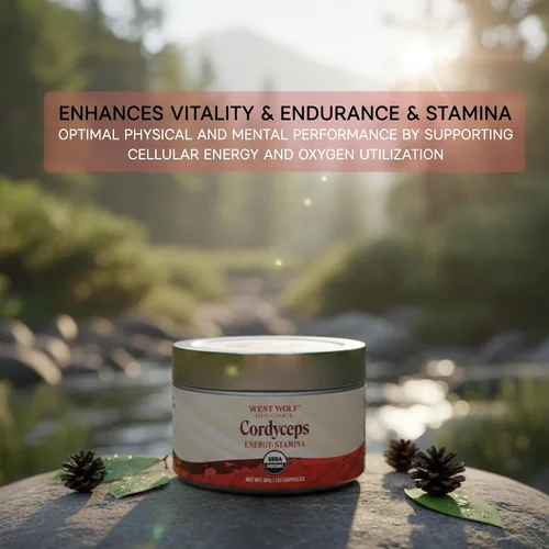 Vista 2 de Cordyceps Cápsulas de alta potencia 30% beta-glucanos 120 cápsulas veganas 60 porciones Apoya la vitalidad y resistencia Certificado