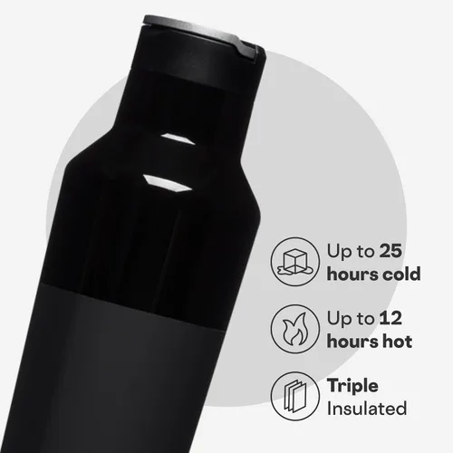 Vista 3 de Corkcicle Cantimplora Deportiva – Mantiene las bebidas frías 25 horas – Acero inoxidable con triple aislamiento – Tapa enroscable – Botella