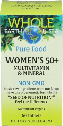 Vista 4 de Natural Factors Whole Earth & Sea - Multivitamínico y mineral para mujer 50+ - Multivitamínico diario con calcio, selenio y más - Apoya la salud