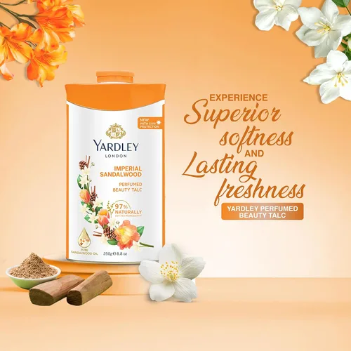 Vista 4 de Talco perfumado de Yardley con aroma a sándalo, de 250 g