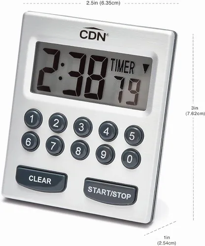 Vista 7 de Component Design CDN TM30 Temporizador de 2 alarmas con entrada directa., 7", Plateado