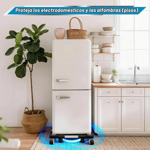 Vista 4 de I'SMARTMOON Mini soporte ajustable para refrigerador con ruedas, resistente para refrigerador pequeño, lavadora, congelador, enfriador de vino, se