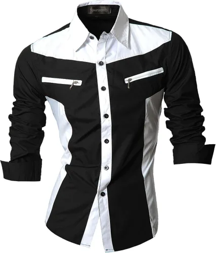 Vista 30 de JZS041, camisa de vestir de manga larga para hombre