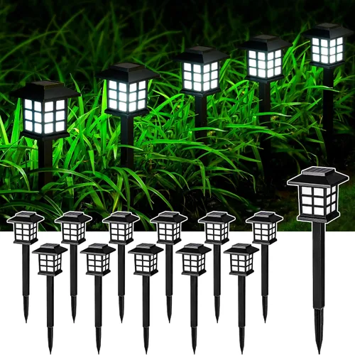 Vista 10 de SOLPEX Luces Solares para Exteriores, Paquete de 12 Luces Solares para Senderos, Luces de Pasarela para Exteriores, Luz de Jardín, Senderos Blanco