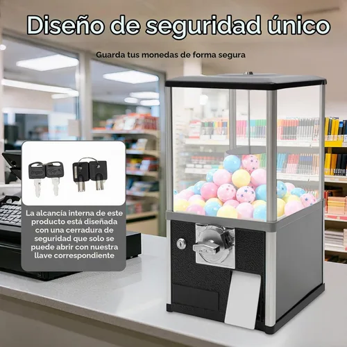 Vista 6 de Máquinas expendedoras de 25 centavos, máquina expendedora comercial de gran capacidad para chicles operada con monedas, mini dispensador comercial