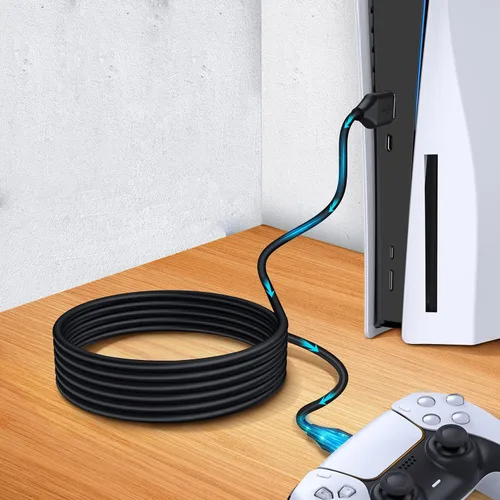 Vista 3 de Cable de carga para controlador PS5 USB tipo C cable de carga remota, paquete de 2 (10 pies)