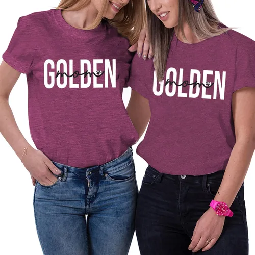 Vista 4 de Golden Mom Shirt Women Mama Shirts Casual Dog Lover T Shirts Summer Short Sleeve Tees Tops