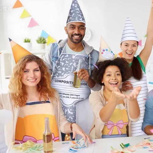 Vista 5 de Berlune 9 juegos de disfraces de grupo de Halloween para profesores, delantal y sombrero, divertidos disfraces de Halloween para grupo familiar