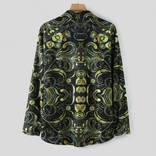 Vista 5 de ZDFER 2022 Nuevas camisas para hombre, camisas casuales de talla grande, camisas de manga larga con botones, camisas coloridas con cuello hawaiano