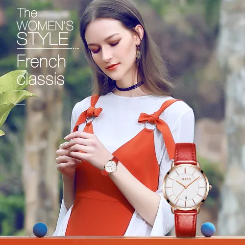 Vista 2 de OLEVS Reloj de pulsera para mujer reloj de pulsera para mujer impermeable delgado minimalista casual simple de cuarzo analógico con calendario