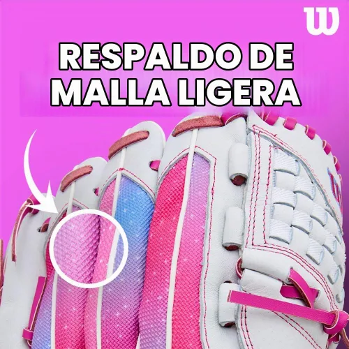 Vista 6 de Wilson A440 Adult + Youth Fastpitch Softball Glove + Mitt Sizes 11" - 12" Right + Left Hand Throw Multiple Styles Blanco/Rosa Flamenco