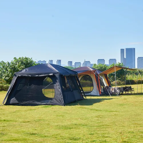 Vista 14 de KTT Extra Large Tent 6-10-12-14 Person(A),Family Cabin Tents,2 Rooms,3 Doors and 3 Windows with Mesh,Straight Wall,Waterproof,Double Layer,Big Tent
