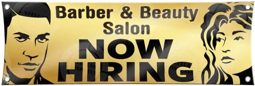 Vista 8 de Cartel de Barber & Beauty Salon Now Hiring (1 pie x 3 pies), cartel colorido de vinilo para pared, cartel de Anuncio Peluqueria Belleza