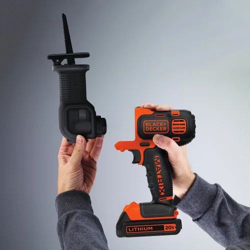 Vista 4 de BLACK+DECKER Accesorio de matriz, sierra de corte con bolsa de herramientas con cremallera de boca ancha de 16 pulgadas (BDCMTTS y BDST500002APB)