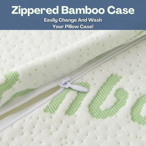 Vista 6 de Almohadas de Rayón Derivado de Bambú Tamaño Estándar - [Ajustable] Espuma Viscoelástica Triturada para Dormir - Funda de Almohada Refrescante