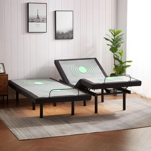 Vista 9 de Nestl Marco de Cama Ajustable, Marco de Cama de Masaje Ajustable de Espacio Cero, Base de Cama Ajustable con Masaje de Cabeza y Pies, Control Remoto