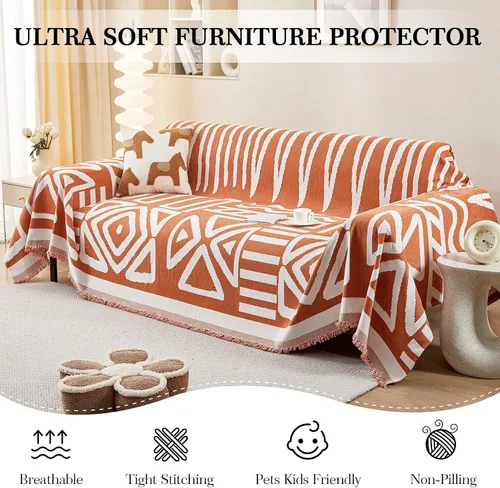 Vista 5 de LiveGo 【Liquidación】 Funda de sofá para perro, funda de felpilla antibolitas para sofá de 2 cojines, funda protectora para muebles de mascotas