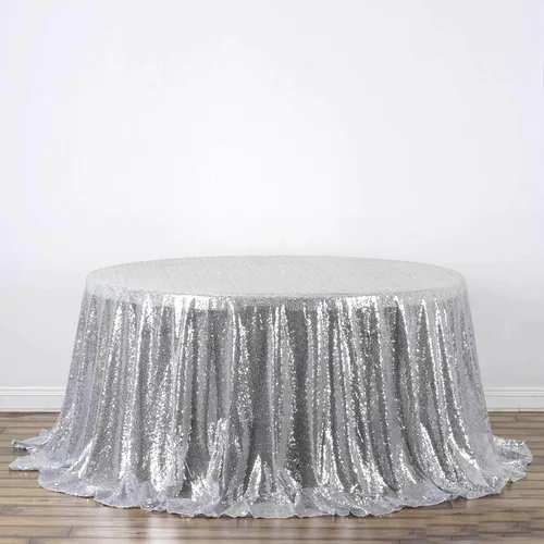 Vista 59 de Efavormart - Mantel redondo de lentejuelas brillantes de 120 pulgadas para banquetes de boda, fiesta, decoración del hogar