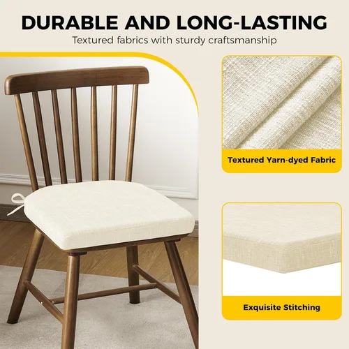 Vista 6 de downluxe Cojines para sillas de interior para sillas de comedor, almohadillas de espuma texturizada suaves y cómodas para sillas de cocina con lazos
