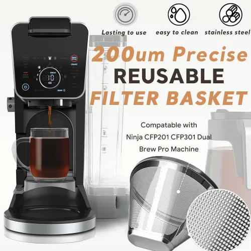 Vista 3 de Cesta de filtro reutilizable de café compatible con Ninja, Cuissinart, Mr. Coffee, Hamilton Beach, Black & Decker (2 unidades)