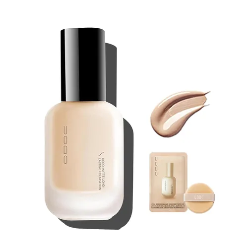 Vista 8 de UODO Base líquida UODO - Base hidratante ligera / mate de larga duración, maquillaje de base invisible, 1.05 onzas líquidas (blanco C01 mate)