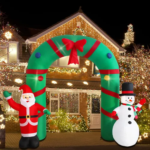 Vista 9 de Decoración inflable de Navidad de 7 pies para exteriores, enano con sombrero, decoración inflable de patio con luces LED integradas, adecuado