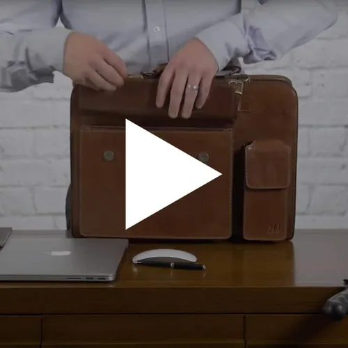 Vista 9 de Maxwell Scott - Mens Luxury Italian Leather Large Square Briefcase - Zip Closure - Handmade in Italy - The Alanzo