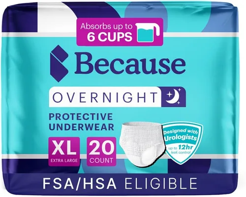 Vista 11 de Because Overnight Absorbency Pull Ups - Ropa interior desechable para incontinencia para adultos, calzoncillos nocturnos extra absorbentes