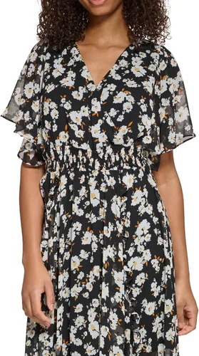 Vista 2 de Karl Lagerfeld Paris Womens Floral V-Neck Dress