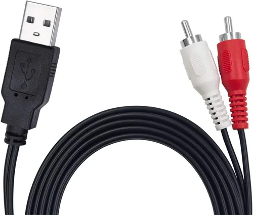 Vista 3 de Duttek Cable USB a RCA, cable auxiliar de audio RCA, USB 2.0 macho a 2 RCA macho, convertidor AV A/V, adaptador estéreo de divisor en Y para captura