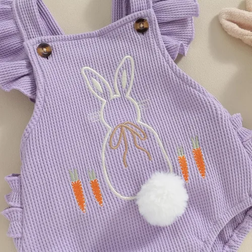 Vista 6 de LAGKIYOJ Trajes de Pascua para bebé niña, con volantes, sin mangas, sin espalda, con burbujas, diadema para bebé, ropa de verano
