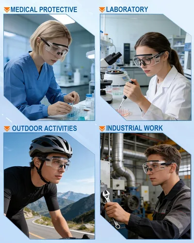 Vista 6 de Gafas de seguridad sobre anteojos, gafas de seguridad con certificación ANSI Z87.1 con lente envolvente transparente antivaho y antiarañazos