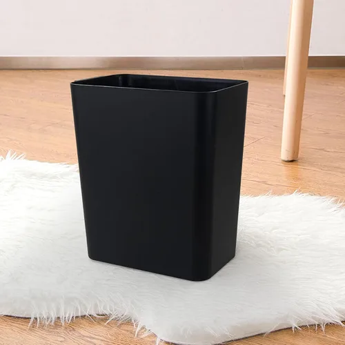 Vista 8 de Paquete de 3 cubos de basura negros de 4.5 galones, contenedor de basura Construcción de plástico resistente, forma rectangular que ahorra