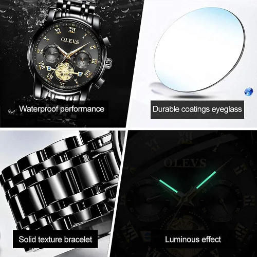 Vista 6 de OLEVS Mens Watches Fashion Casual Analog Quartz Watch Waterproof Dress Wrist Watches with Stainless Steel Band Day Window for Men