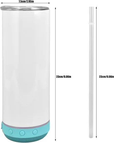 Vista 6 de Vaso de altavoz de 20 onzas, taza de altavoz impermeable de acero inoxidable, vaso con altavoz Bluetooth, altavoz de 3 W, vacío de doble pared