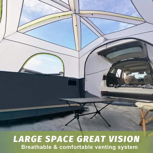 Vista 4 de UNP Tienda de campaña SUV para acampar, tienda de campaña SUV para 6 personas con portón trasero - fácil instalación con sobretecho, 10'x9'x78in(H)
